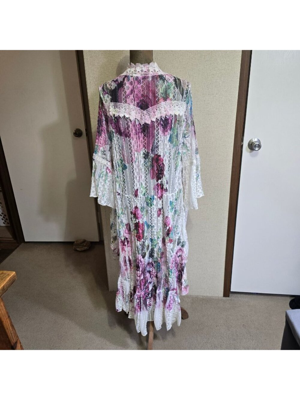 Origami Medium Lace Cardigan Floral Boho Festival Open Front Kimono
